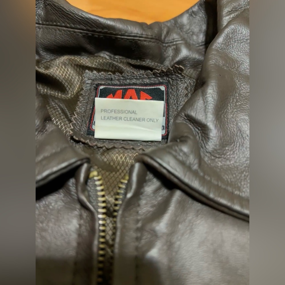 Mac Tools Brown Leather Jacket Medium Patch Rare … - image 8